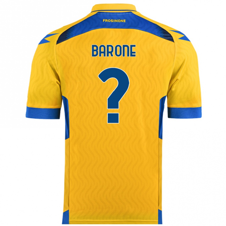 Kids Football Filippo Barone #0 Yellow Home Jersey 2024/25 T-Shirt Uk