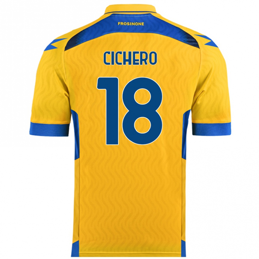 Kids Football Alejandro Cichero #18 Yellow Home Jersey 2024/25 T-Shirt Uk