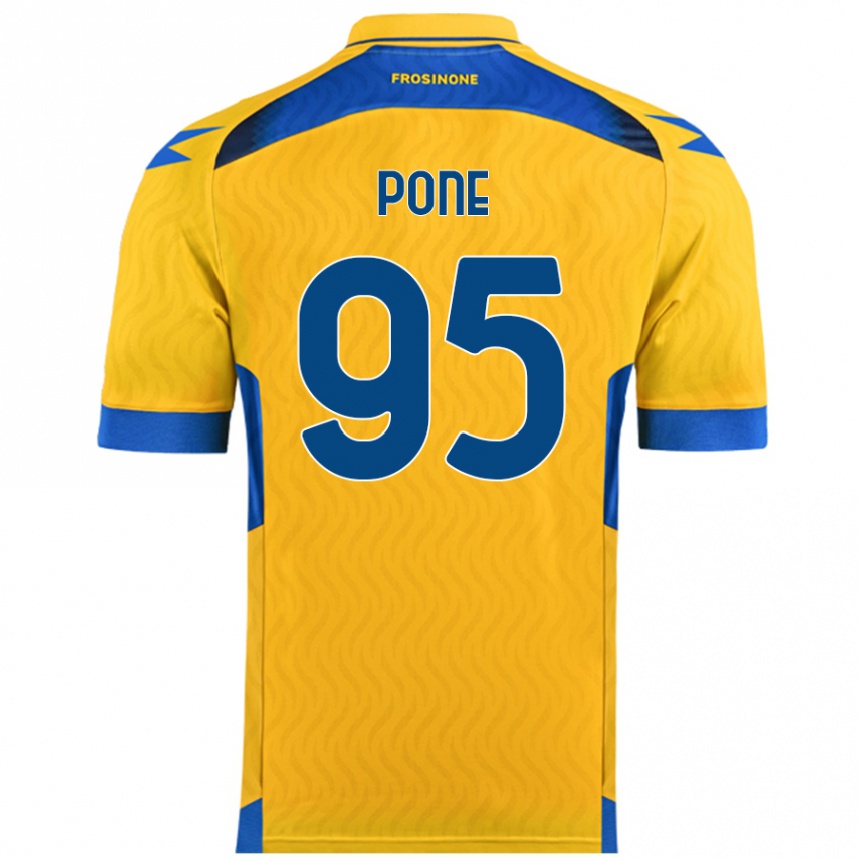 Kids Football Cristian Pone #95 Yellow Home Jersey 2024/25 T-Shirt Uk