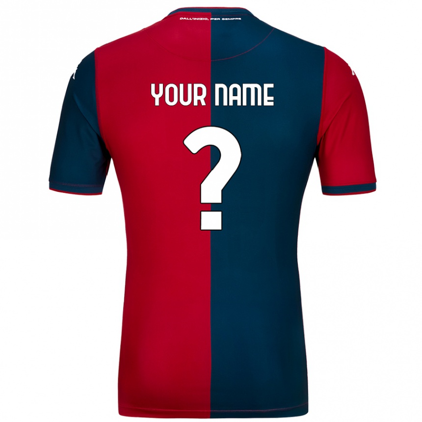 Kids Football Your Name #0 Red Dark Blue Home Jersey 2024/25 T-Shirt Uk