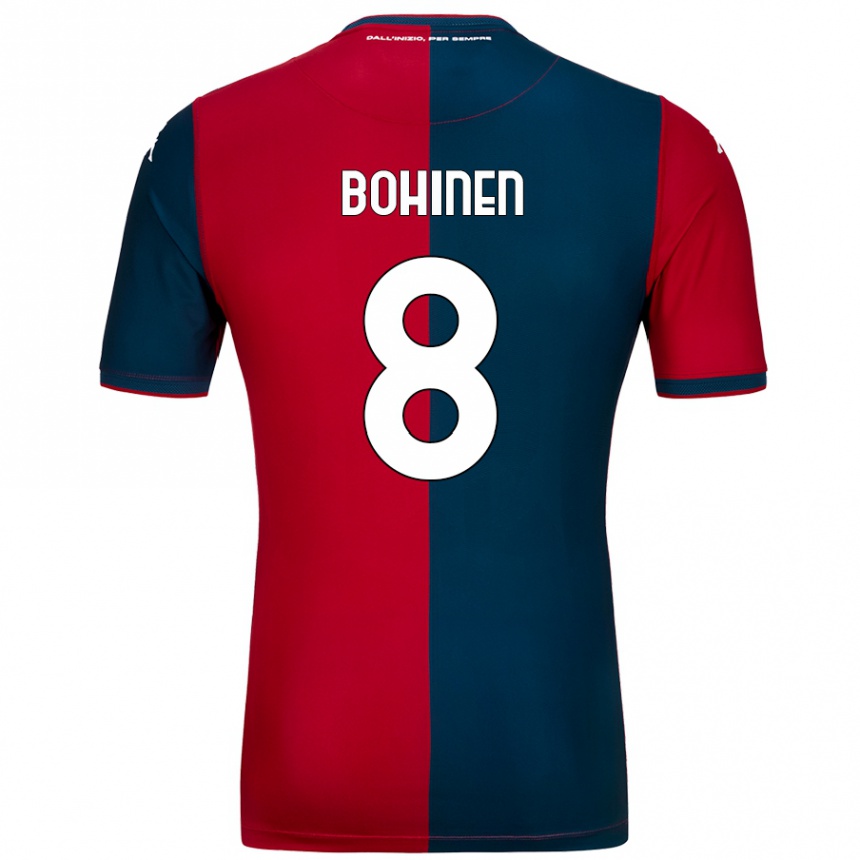 Kids Football Emil Bohinen #8 Red Dark Blue Home Jersey 2024/25 T-Shirt Uk