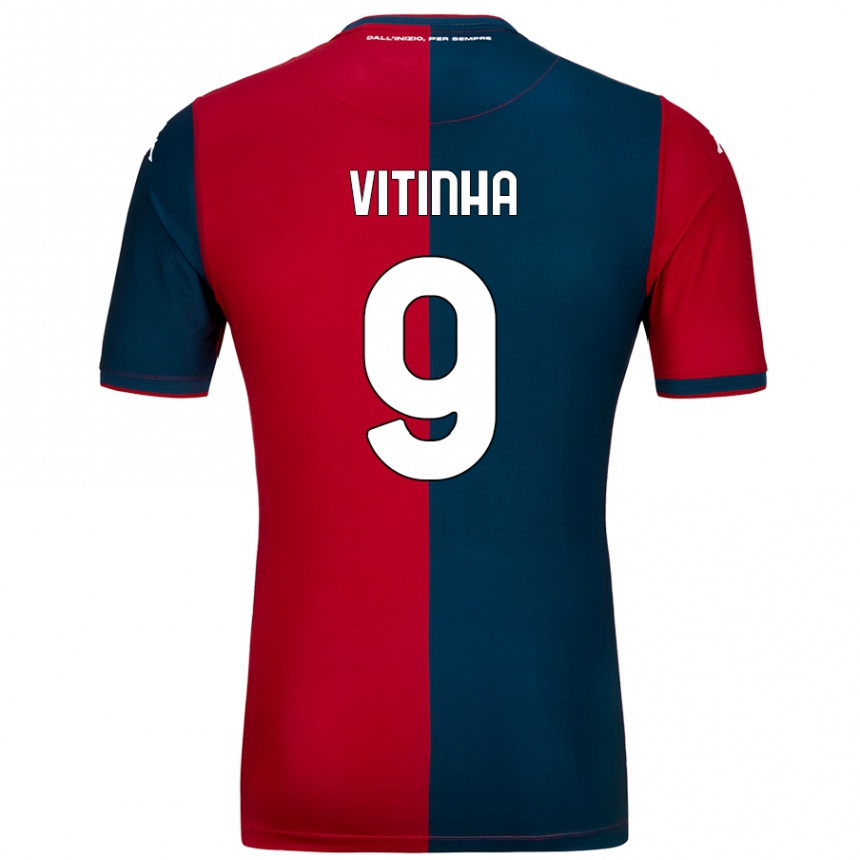 Kids Football Vitinha #9 Red Dark Blue Home Jersey 2024/25 T-Shirt Uk