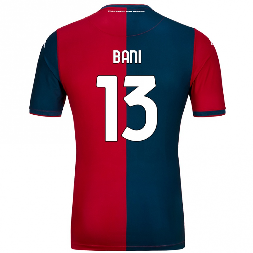 Kids Football Mattia Bani #13 Red Dark Blue Home Jersey 2024/25 T-Shirt Uk