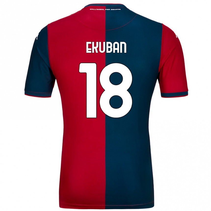 Kids Football Caleb Ekuban #18 Red Dark Blue Home Jersey 2024/25 T-Shirt Uk