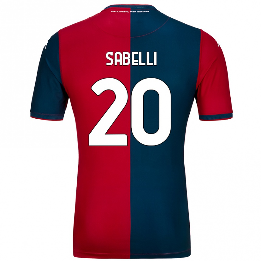 Kids Football Stefano Sabelli #20 Red Dark Blue Home Jersey 2024/25 T-Shirt Uk