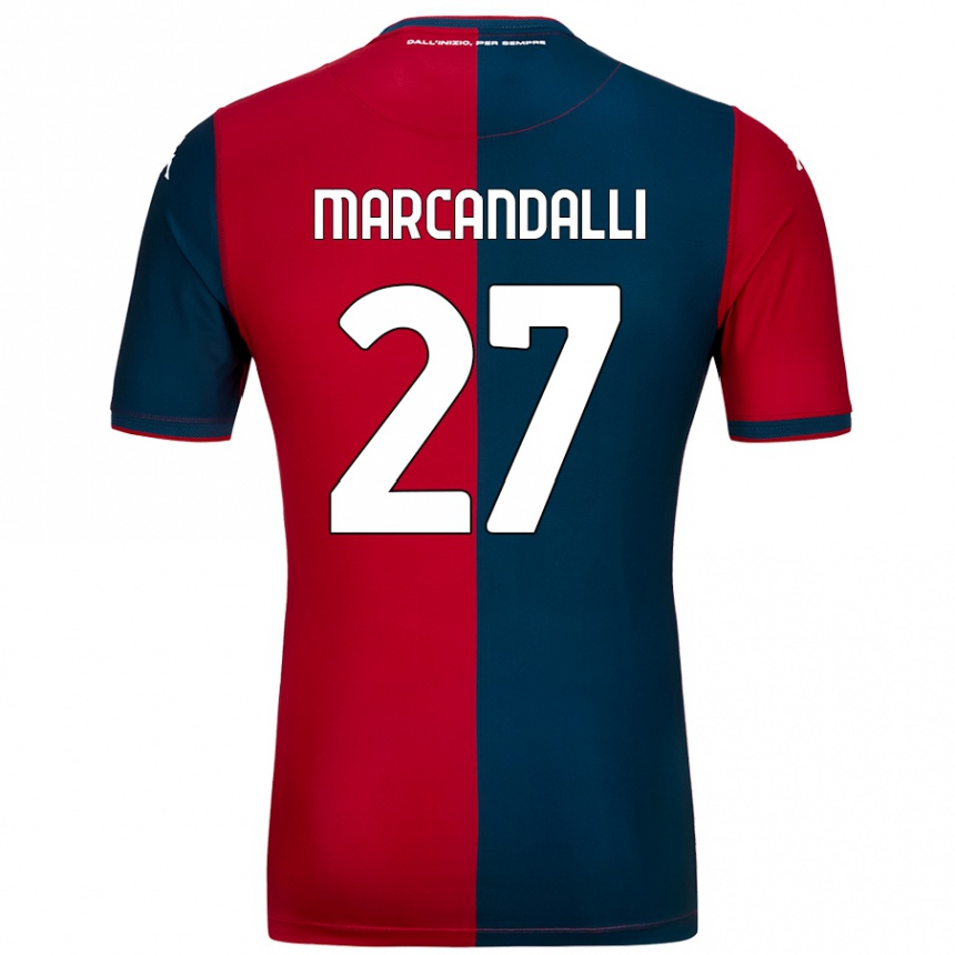 Kids Football Alessandro Marcandalli #27 Red Dark Blue Home Jersey 2024/25 T-Shirt Uk