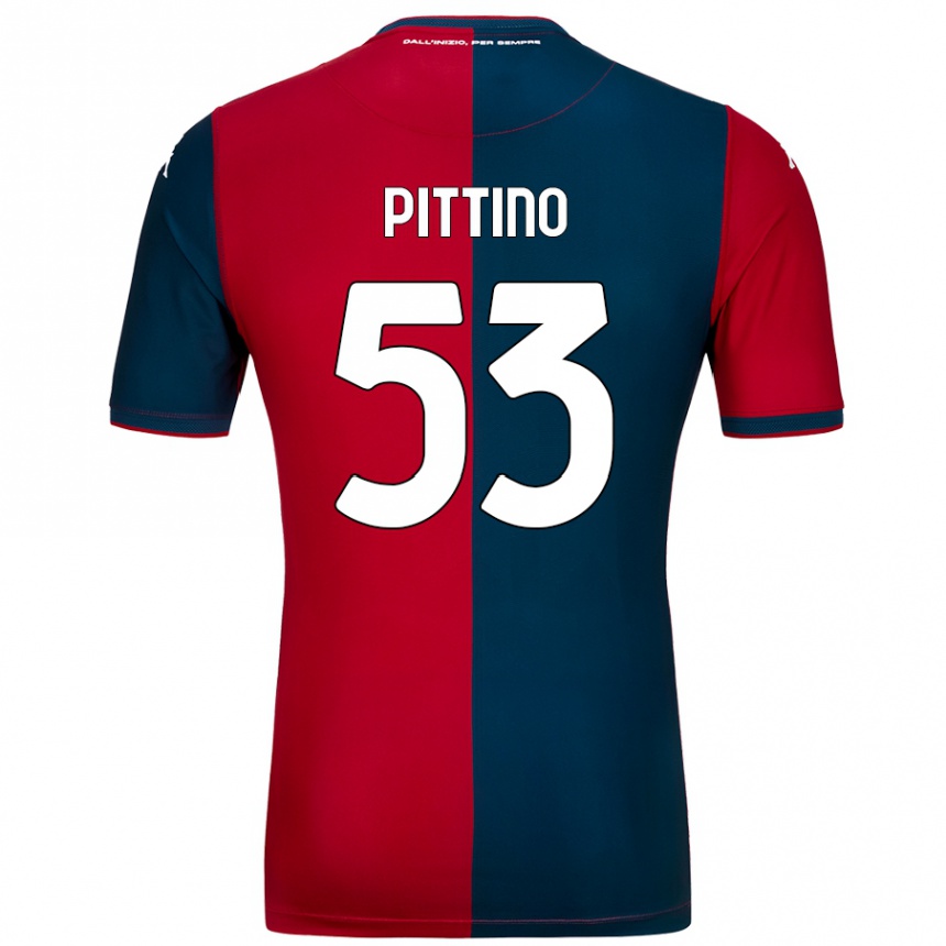 Kids Football Tommaso Pittino #53 Red Dark Blue Home Jersey 2024/25 T-Shirt Uk