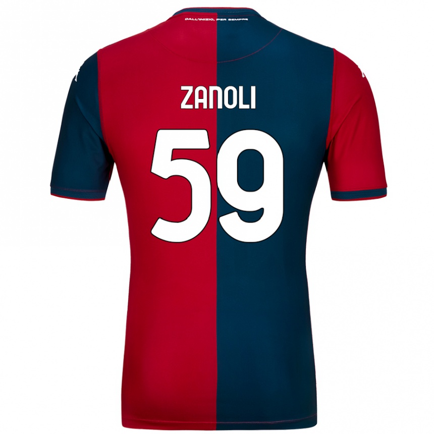 Kids Football Alessandro Zanoli #59 Red Dark Blue Home Jersey 2024/25 T-Shirt Uk