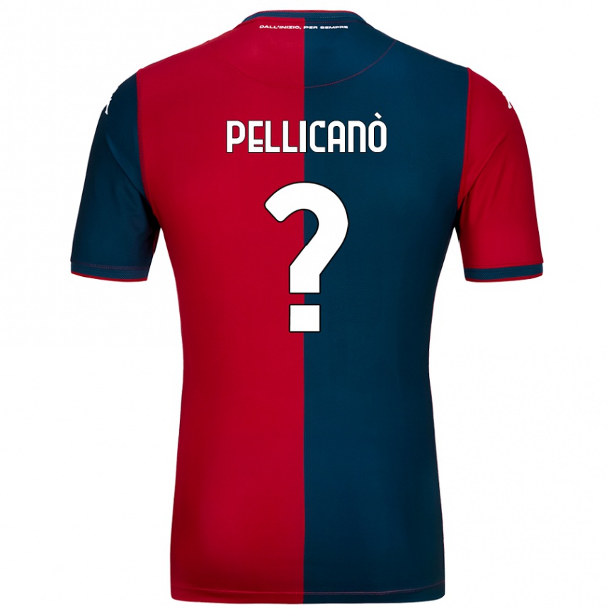 Kids Football Antonino Pellicanò #0 Red Dark Blue Home Jersey 2024/25 T-Shirt Uk