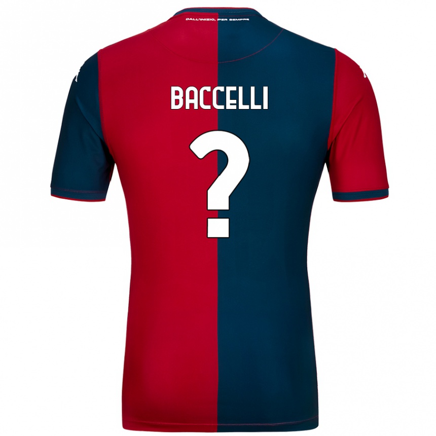 Kids Football Pietro Baccelli #0 Red Dark Blue Home Jersey 2024/25 T-Shirt Uk