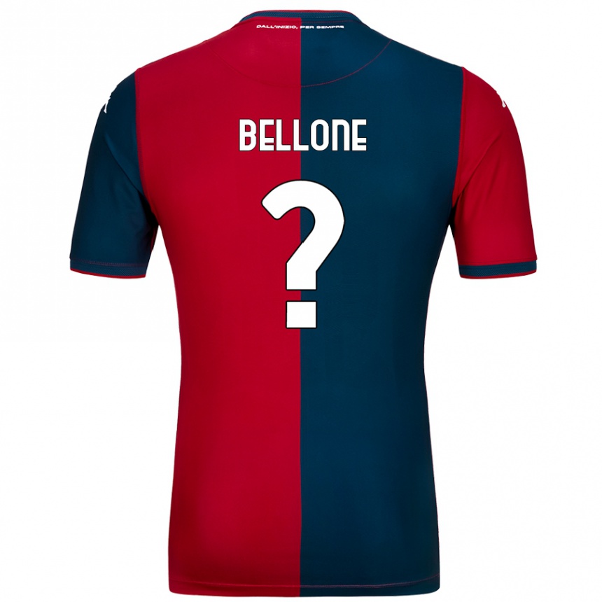 Kids Football Francesco Bellone #0 Red Dark Blue Home Jersey 2024/25 T-Shirt Uk