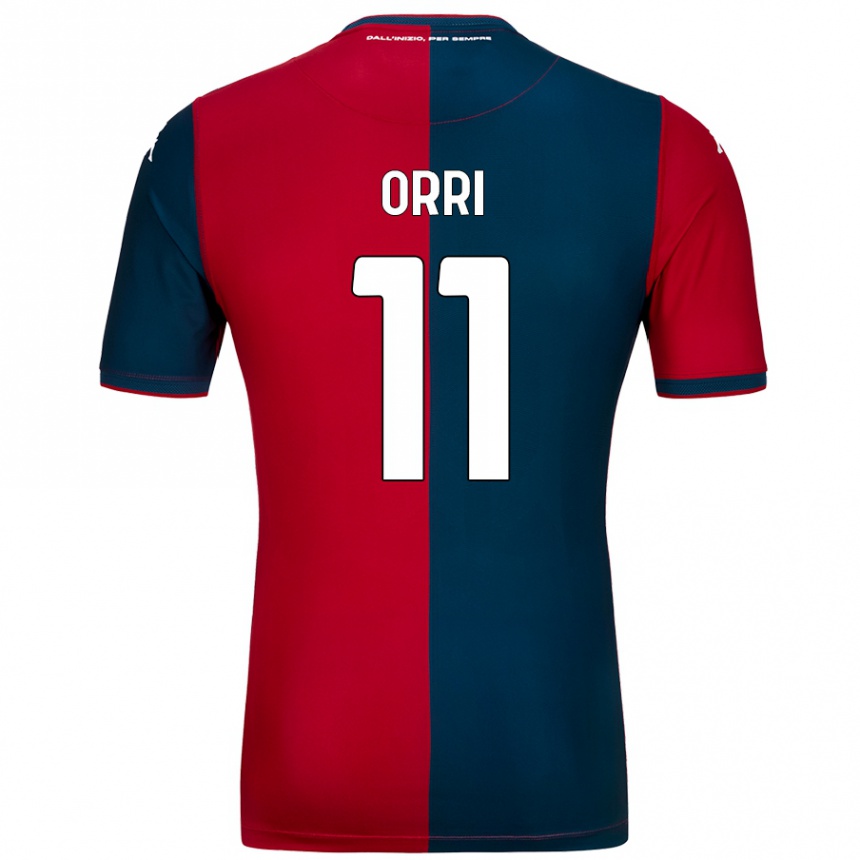 Kids Football Ágúst Orri Thorsteinsson #11 Red Dark Blue Home Jersey 2024/25 T-Shirt Uk