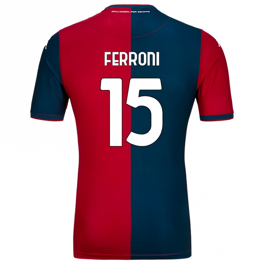 Kids Football Leonardo Ferroni #15 Red Dark Blue Home Jersey 2024/25 T-Shirt Uk