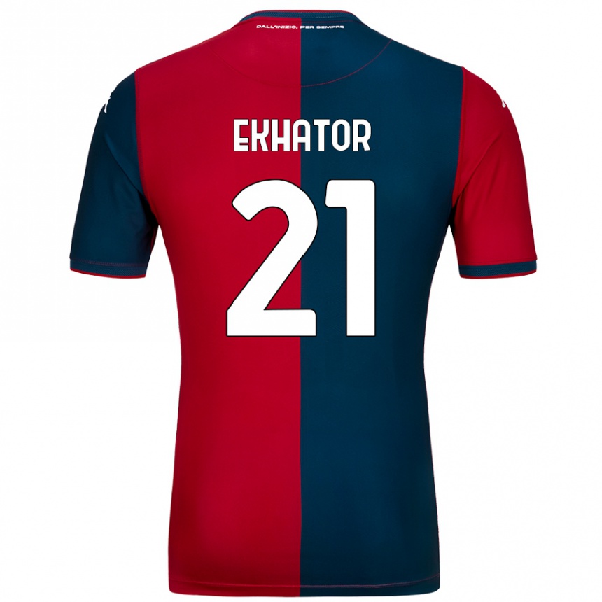 Kids Football Jeff Ekhator #21 Red Dark Blue Home Jersey 2024/25 T-Shirt Uk