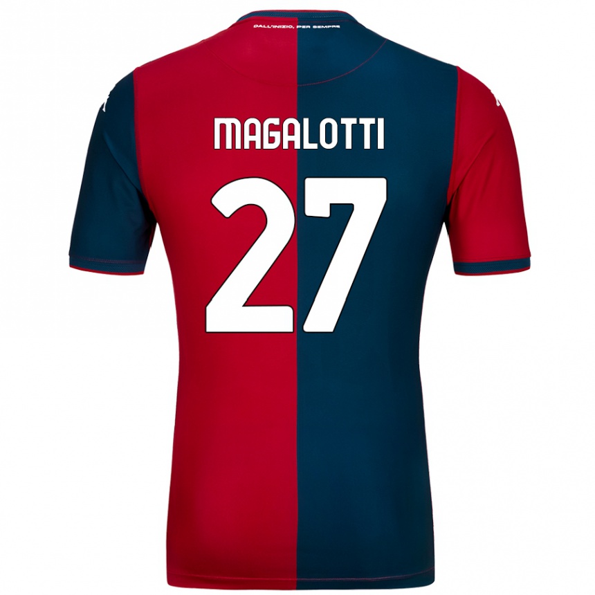 Kids Football Gabriele Magalotti #27 Red Dark Blue Home Jersey 2024/25 T-Shirt Uk