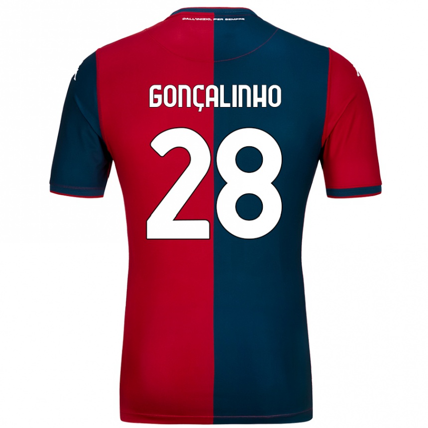 Kids Football João Gonçalinho #28 Red Dark Blue Home Jersey 2024/25 T-Shirt Uk