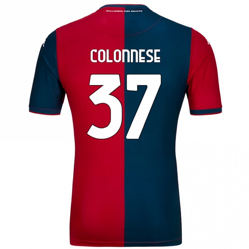 Kids Football Lorenzo Colonnese #37 Red Dark Blue Home Jersey 2024/25 T-Shirt Uk