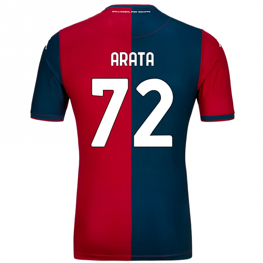 Kids Football Stefano Arata #72 Red Dark Blue Home Jersey 2024/25 T-Shirt Uk