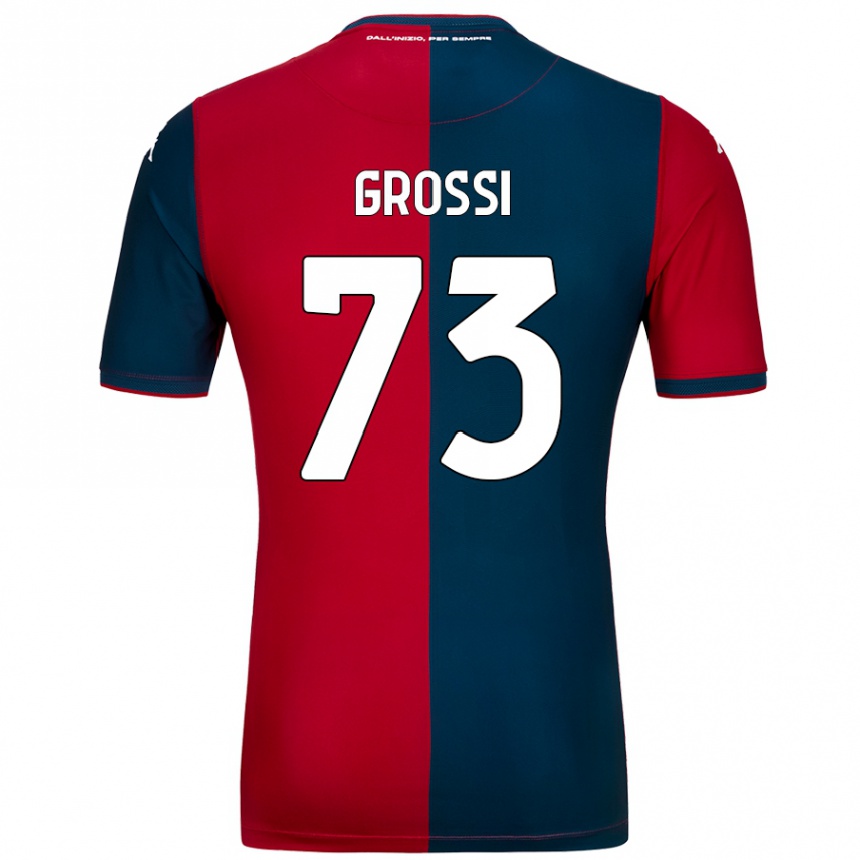 Kids Football Jacopo Grossi #73 Red Dark Blue Home Jersey 2024/25 T-Shirt Uk