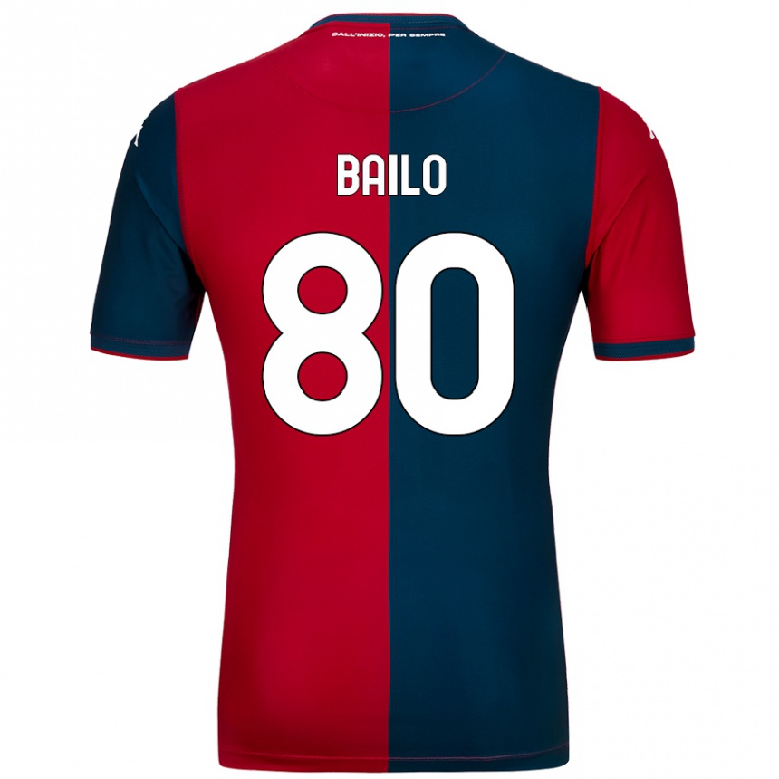 Kids Football Giorgio Bailo #80 Red Dark Blue Home Jersey 2024/25 T-Shirt Uk