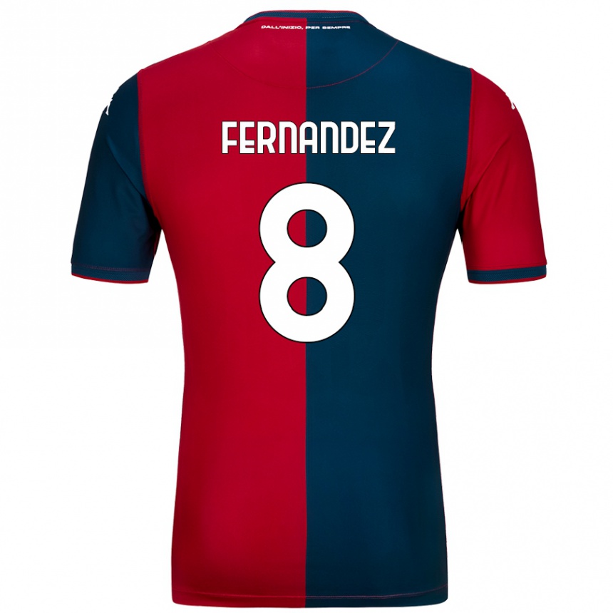 Kids Football Maria Fernandez #8 Red Dark Blue Home Jersey 2024/25 T-Shirt Uk