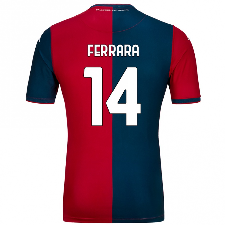 Kids Football Anastasia Ferrara #14 Red Dark Blue Home Jersey 2024/25 T-Shirt Uk