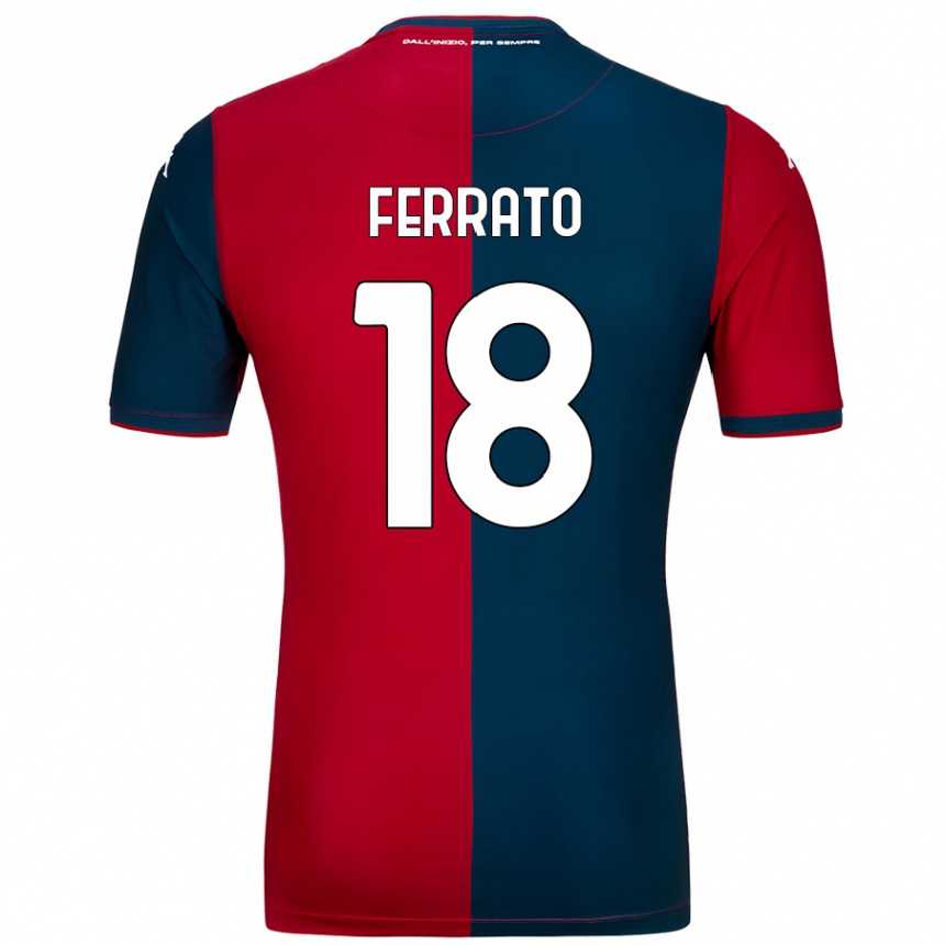 Kids Football Claudia Ferrato #18 Red Dark Blue Home Jersey 2024/25 T-Shirt Uk