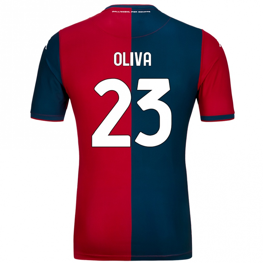 Kids Football Eleonora Oliva #23 Red Dark Blue Home Jersey 2024/25 T-Shirt Uk