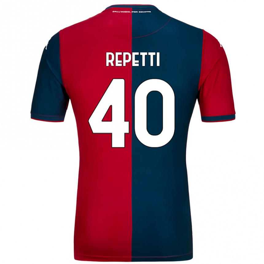 Kids Football Chiara Repetti #40 Red Dark Blue Home Jersey 2024/25 T-Shirt Uk