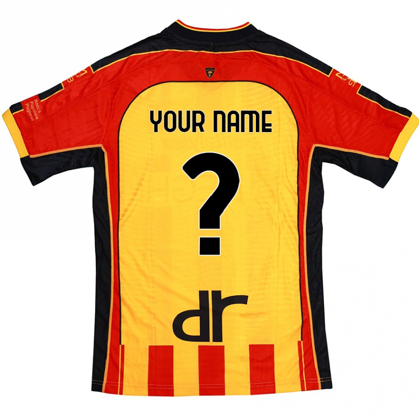 Kids Football Your Name #0 Yellow Red Home Jersey 2024/25 T-Shirt Uk