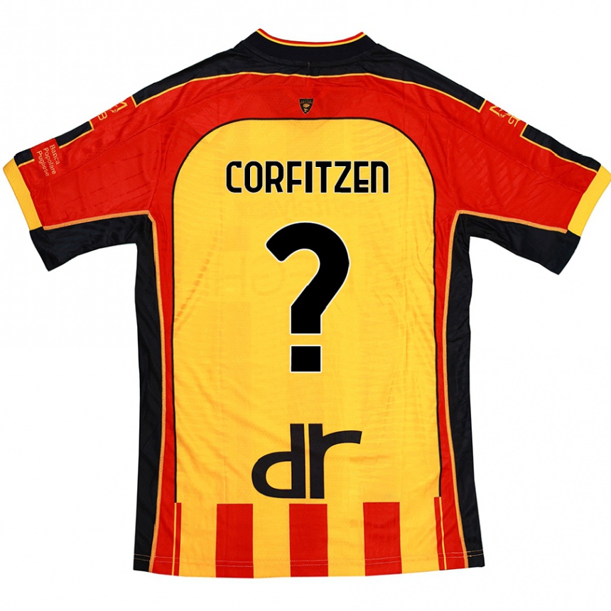 Kids Football Jeppe Corfitzen #0 Yellow Red Home Jersey 2024/25 T-Shirt Uk