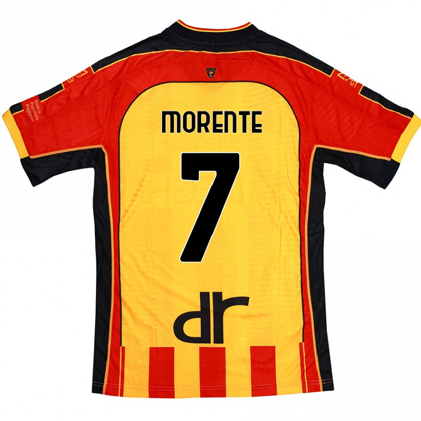 Kids Football Tete Morente #7 Yellow Red Home Jersey 2024/25 T-Shirt Uk