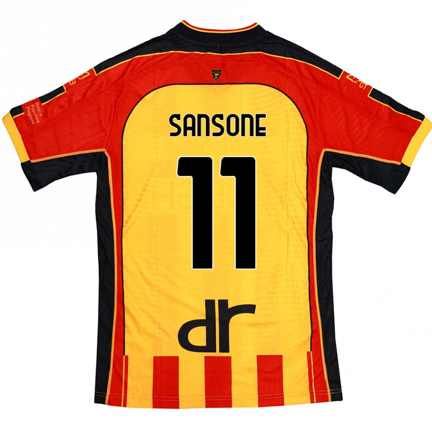 Kids Football Nicola Sansone #11 Yellow Red Home Jersey 2024/25 T-Shirt Uk