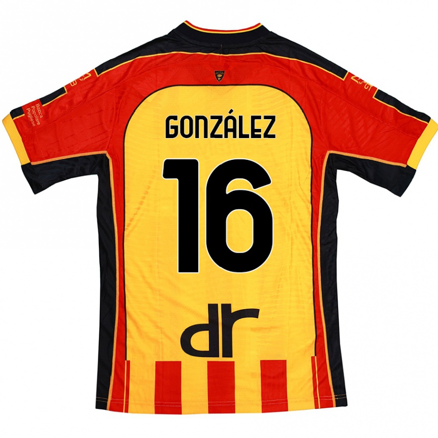 Kids Football Joan González #16 Yellow Red Home Jersey 2024/25 T-Shirt Uk