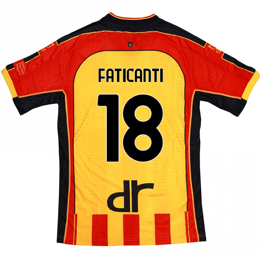 Kids Football Giacomo Faticanti #18 Yellow Red Home Jersey 2024/25 T-Shirt Uk