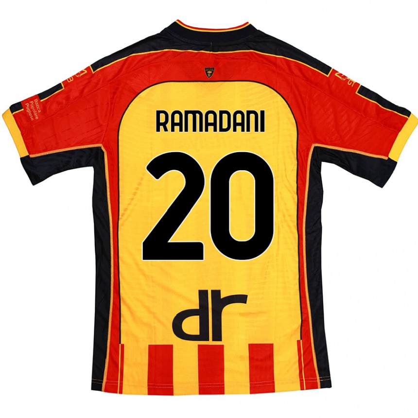 Kids Football Ylber Ramadani #20 Yellow Red Home Jersey 2024/25 T-Shirt Uk