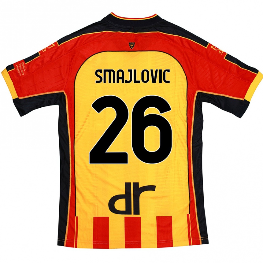 Kids Football Zinedin Smajlovic #26 Yellow Red Home Jersey 2024/25 T-Shirt Uk