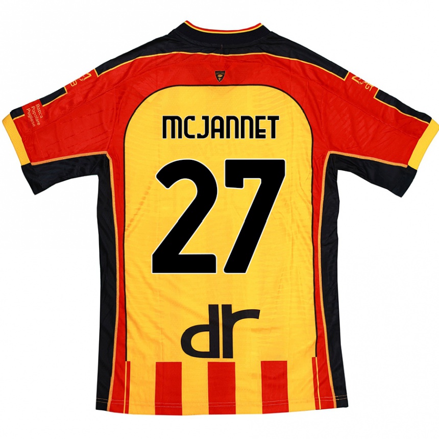 Kids Football Ed Mcjannet #27 Yellow Red Home Jersey 2024/25 T-Shirt Uk