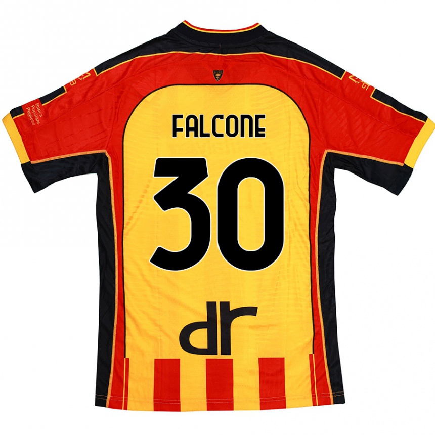 Kids Football Wladimiro Falcone #30 Yellow Red Home Jersey 2024/25 T-Shirt Uk