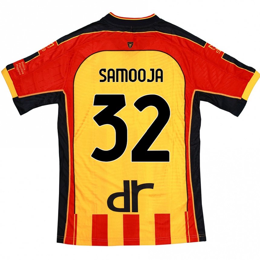 Kids Football Jasper Samooja #32 Yellow Red Home Jersey 2024/25 T-Shirt Uk