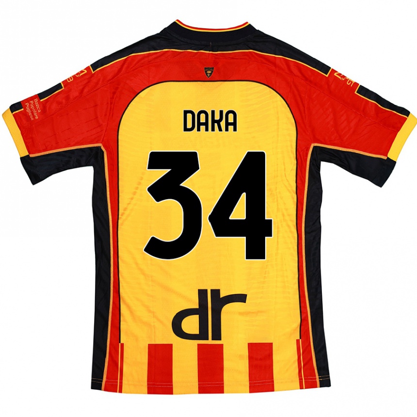 Kids Football Dario Daka #34 Yellow Red Home Jersey 2024/25 T-Shirt Uk