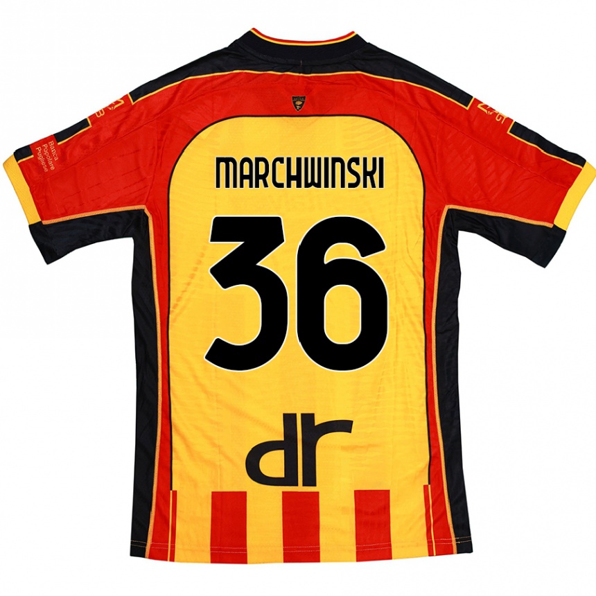 Kids Football Filip Marchwinski #36 Yellow Red Home Jersey 2024/25 T-Shirt Uk