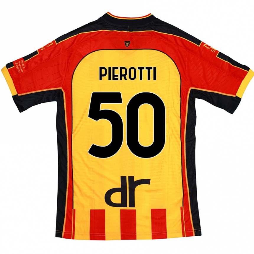 Kids Football Santiago Pierotti #50 Yellow Red Home Jersey 2024/25 T-Shirt Uk