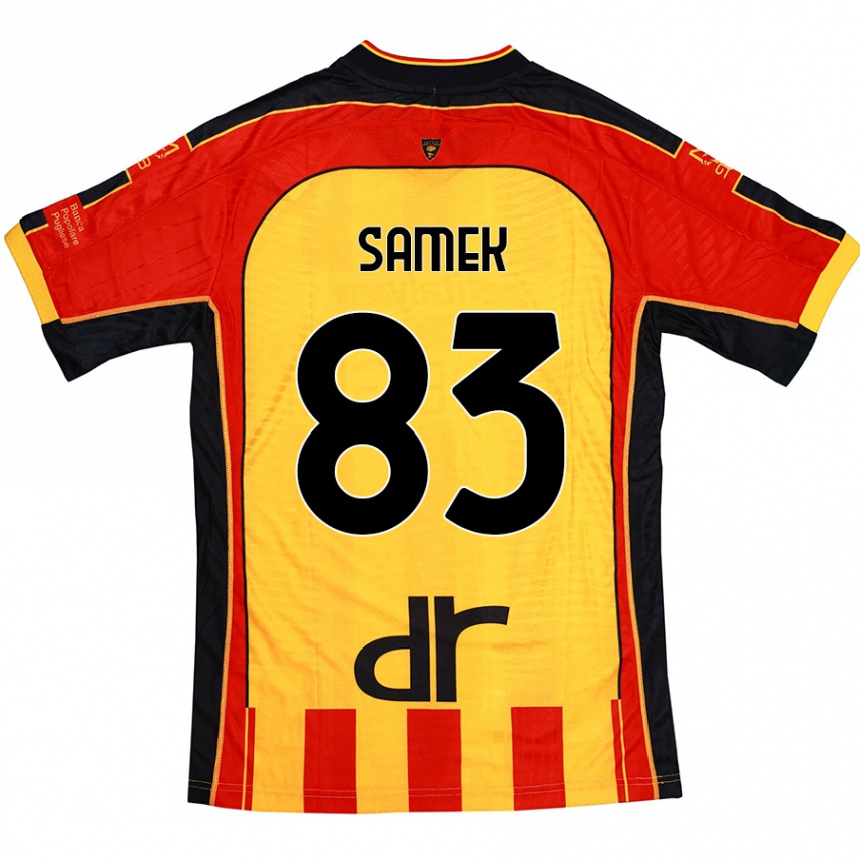 Kids Football Daniel Samek #83 Yellow Red Home Jersey 2024/25 T-Shirt Uk