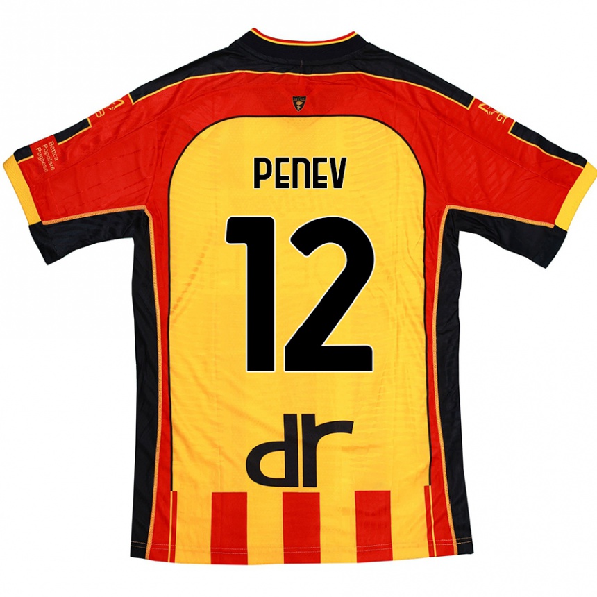 Kids Football Plamen Penev #12 Yellow Red Home Jersey 2024/25 T-Shirt Uk