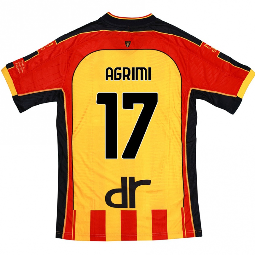 Kids Football Matteo Agrimi #17 Yellow Red Home Jersey 2024/25 T-Shirt Uk