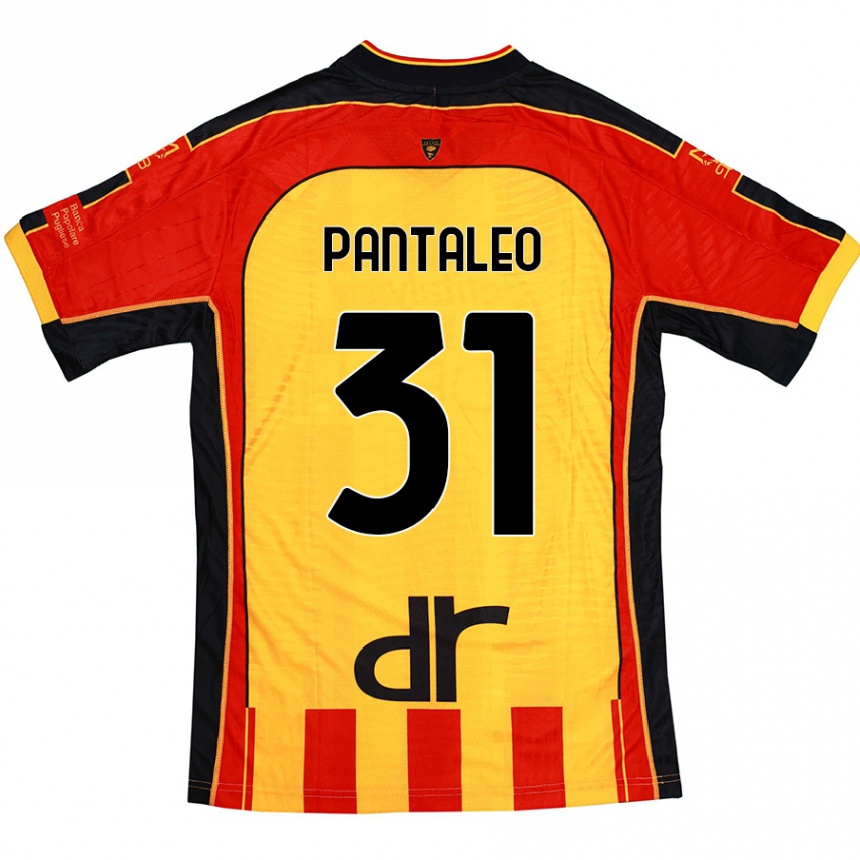 Kids Football Dario Pantaleo #31 Yellow Red Home Jersey 2024/25 T-Shirt Uk