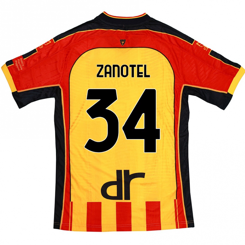 Kids Football Giovanni Zanotel #34 Yellow Red Home Jersey 2024/25 T-Shirt Uk