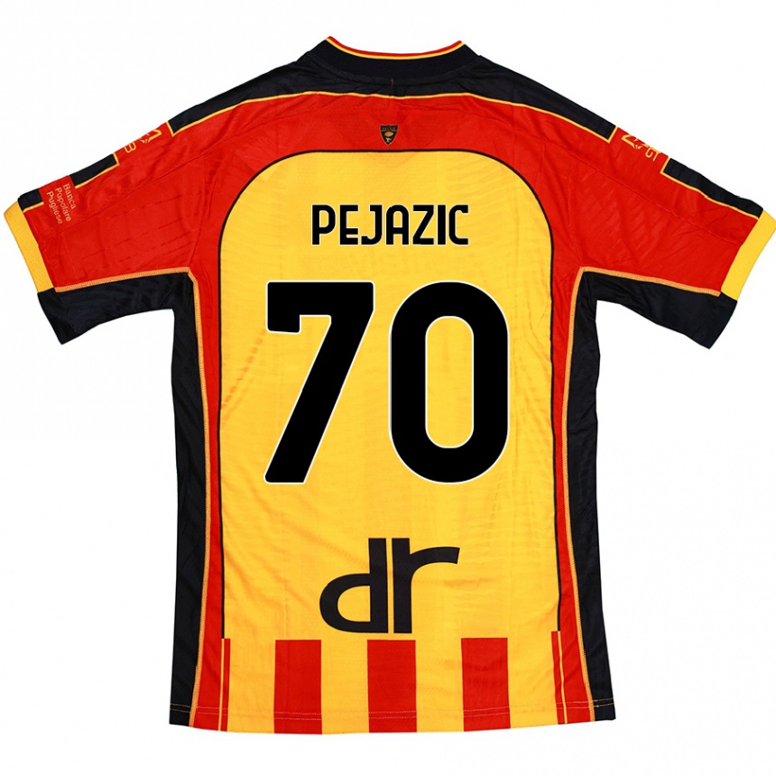 Kids Football Mario Pejazic #70 Yellow Red Home Jersey 2024/25 T-Shirt Uk