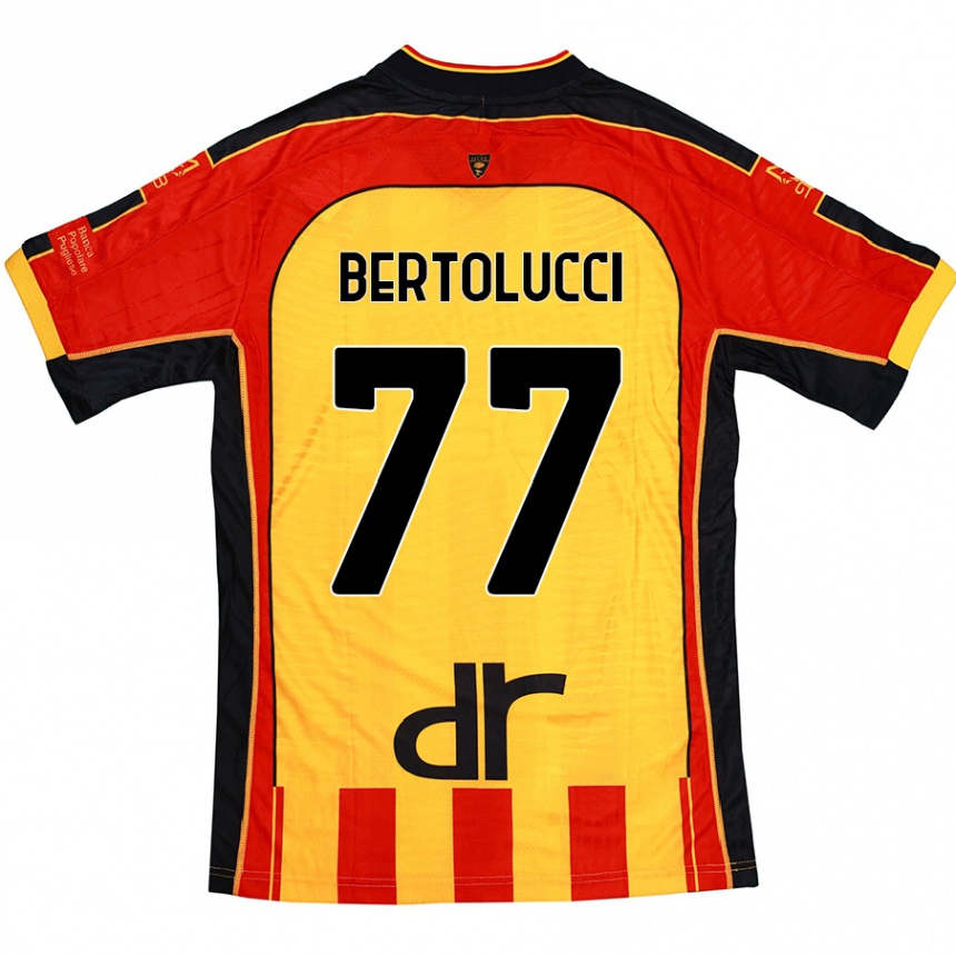 Kids Football Sandro Bertolucci #77 Yellow Red Home Jersey 2024/25 T-Shirt Uk